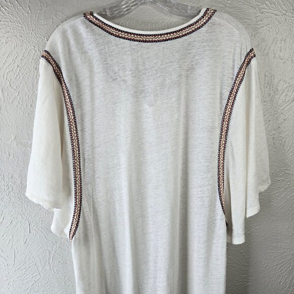 Garnet Hill Shift Sz Dress XL White Organic Linen Southwestern Boho Relaxed Fit - Picture 7 of 12